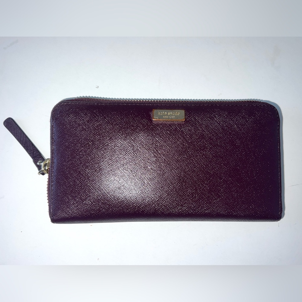 Kate Spade Neda Laurel Way Zip Around Leather Wallet in Deep Plum‎